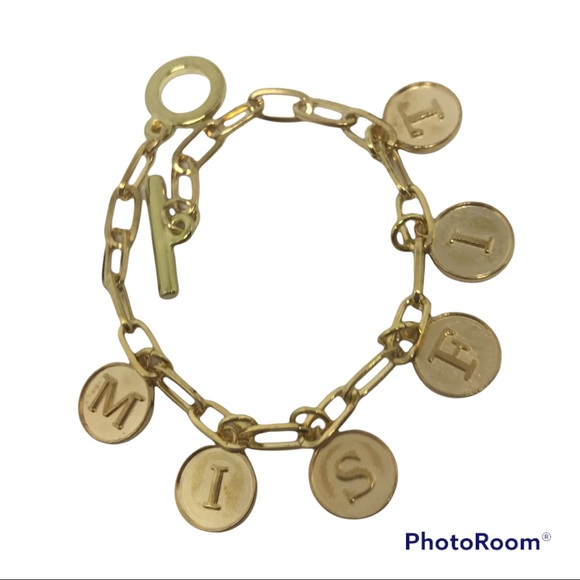 Gold Letter Charm MISFIT Charm Bracelet Handmade - Picture 2 of 5